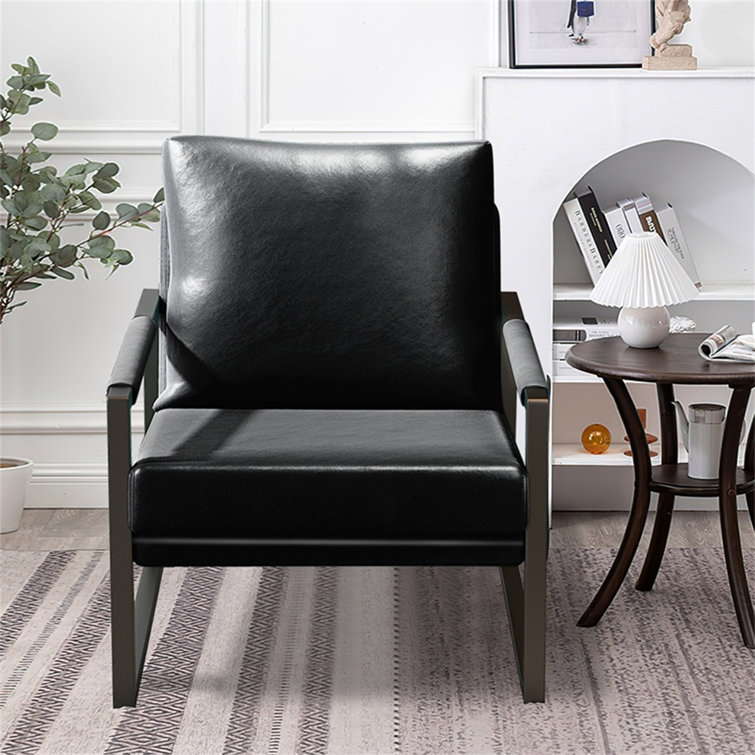 Metal and discount leather accent chair